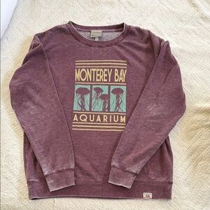 Monterey Bay Maroon Crewneck Sweatshirt with Teal & Gold Graphic size M